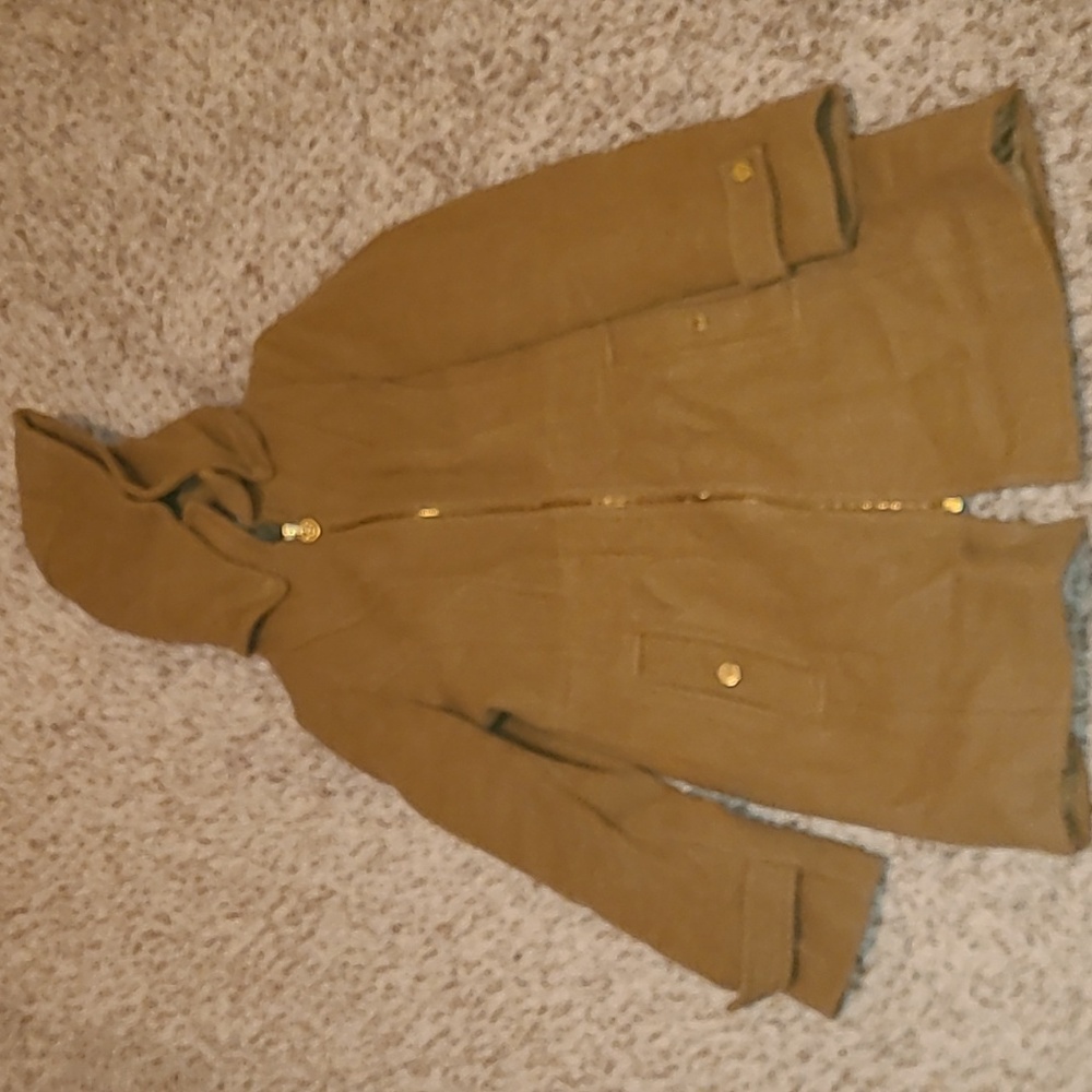 Michael Kors Women's Hooded-Stand Collar Zip-Front Coat Camel Brown SMALL